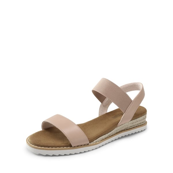 Ankle Elastic Strap Espadrille Flat Sandals - NUDE  PINK -  0